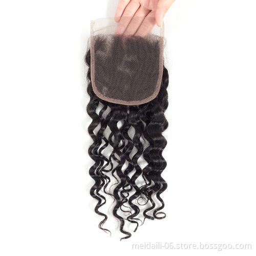 150% density brazilian water wave 4x4 human hair closure with baby hair